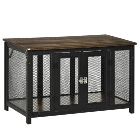 PawHut Furniture Style Dog Crate with Openable Top, Big Dog Crate End Table, Puppy Crate for Small Dogs Indoor, Spacious Interior, Pet Kennel, Brown,